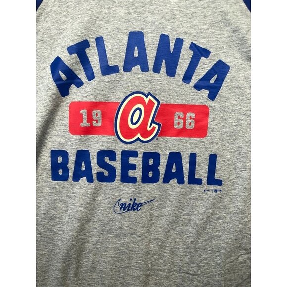 Nike Atlanta Braves Vintage Raglan 3/4 Sleeve Baseball Tee T-Shirt Men's Small S - Picture 3 of 9